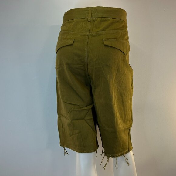 SERRA BY JOIE RUCKER The Ballest Distressed Twill Bermuda Shorts In Olive Oil - Picture 4 of 5